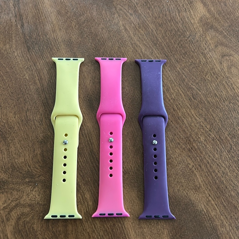 38 mm Apple Watch watch bands -hot pink, yellow and purple